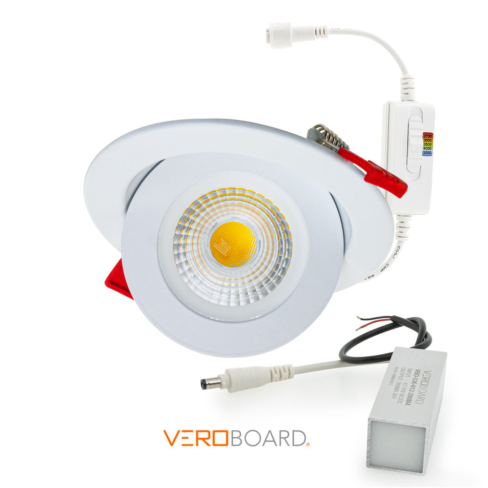 4 inch Floating Gimbal Recessed LED Downlight / Ceiling Light LED-4-S9W-1224V-5CCTWH-EFG, 12-24V 9W 5CCT, gekpower