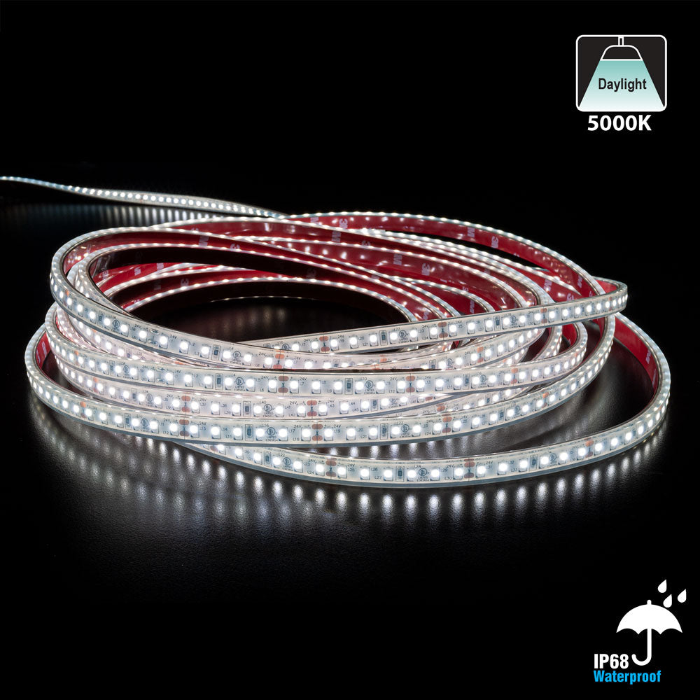 10M(32.8ft) Waterproof LED Strip 3528, 24V 3(w/ft) 256(Lm/ft) 5K(Daylight) - GekPower