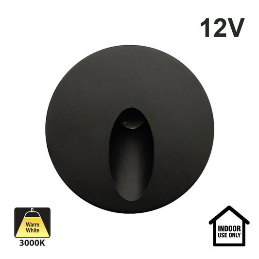 VBD-RD25-1W-3K-BK Round Dimmable LED Step Light/ Pathway Light, 12V 1W 3000K(Warm White)