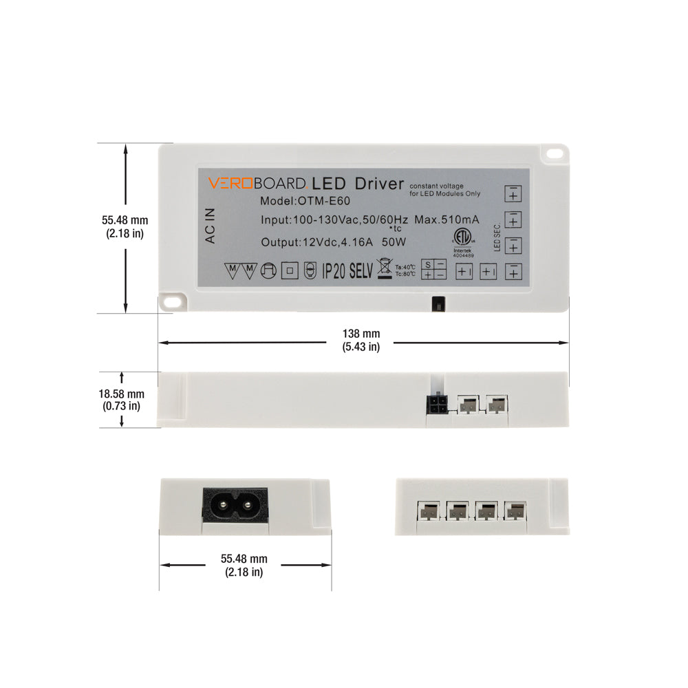 Non-Dimmable 12V LED Driver 6-way Output Plugin Power Supply for Cabinet Lights, OTM-E60