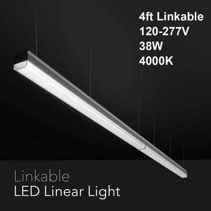 4ft Linkable Linear Pended/Surface Light, 120-277V 38W 4000K(Natural White)