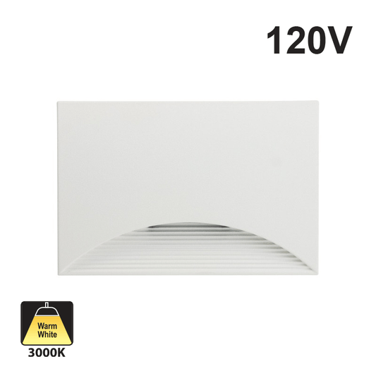 ST0130KWH LED Step Light Horizontal White, 120V 5W 3000K(Warm White) - GekPower