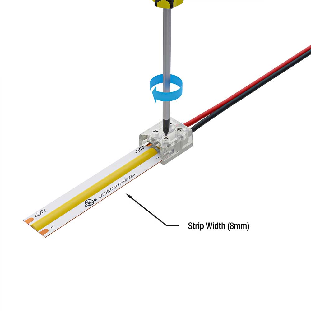 8mm LED Strip to Wire Screw Connectors, VBD-CON-SC8MM-SW (Pack of 3)