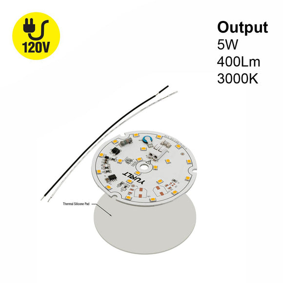 3 inch Round Disc ZEGA LED Module DIS 03-005W-930-120-S3-Z1A, 120V 5W 3000K(Warm White), gekpower
