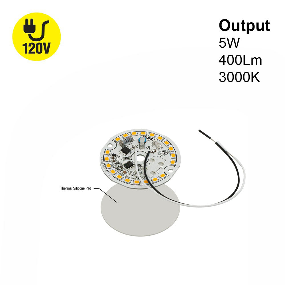 2 inch Round Disc ZEGA LED Module DIS 02-005W-930-120-S1-Z1A (DIS 01-400-930-120-S1), 120V 5W 3000K(Warm White), gekpower