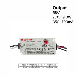 EUCHIPS Constant Current Driver PUP10A-1WMC-700 Selectable, 120VAC-277VAC 350 to 700mA - GekPower