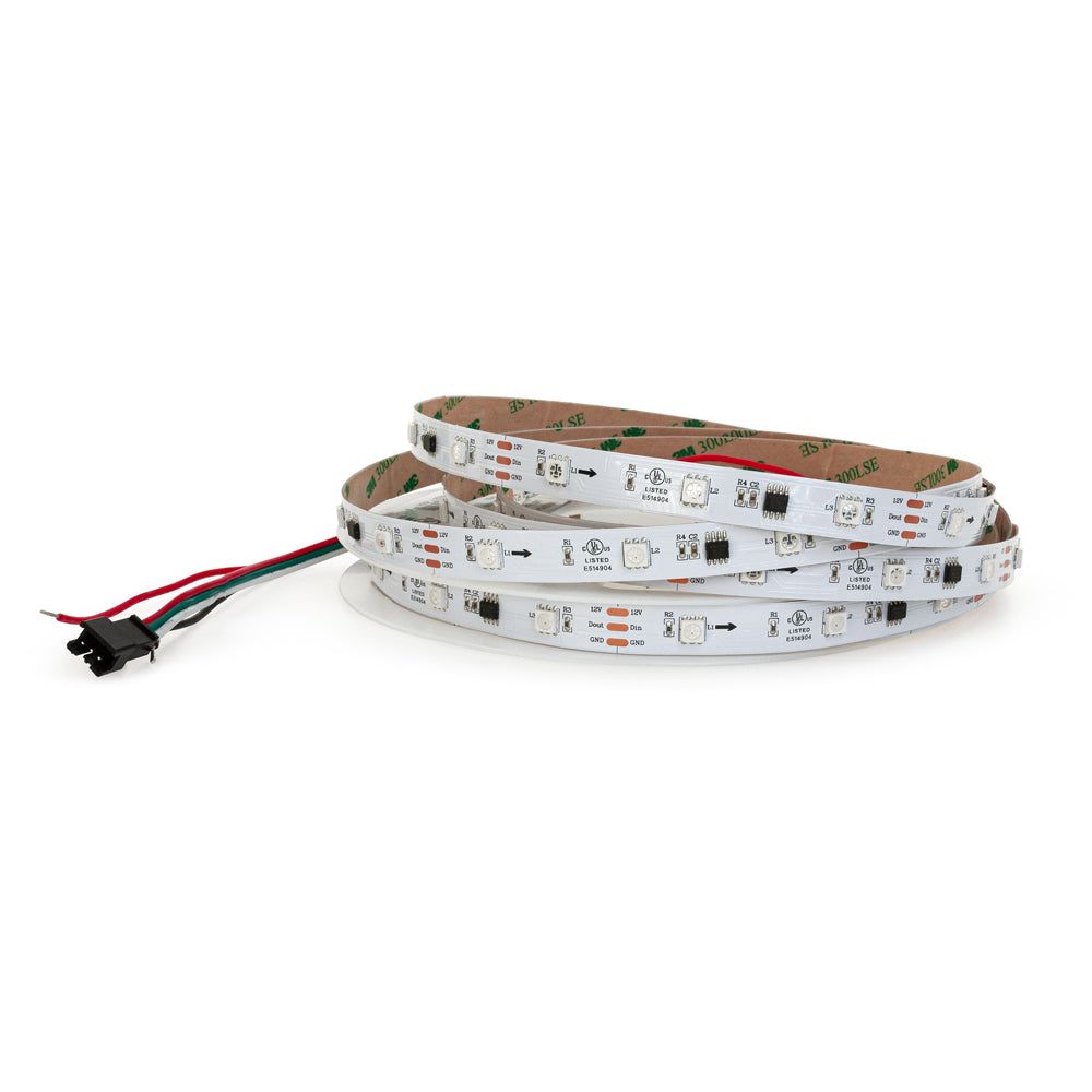 3M(9.8ft) Indoor LED Strip WS2811, 12V 1.8(w/ft) 750(Lm/ft) 30(LEDs/m) Addressable RGB, gekpower