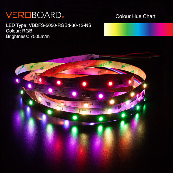 3M(9.8ft) Indoor LED Strip WS2811, 12V 1.8(w/ft) 750(Lm/ft) 30(LEDs/m) Addressable RGB, gekpower