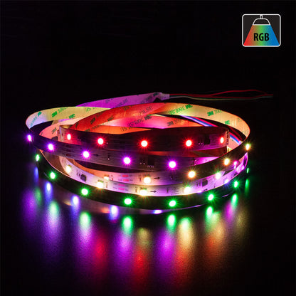 3M(9.8ft) Indoor LED Strip WS2811, 12V 1.8(w/ft) 750(Lm/ft) 30(LEDs/m) Addressable RGB, gekpower