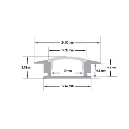 Low Profile Recessed Linear Aluminum LED Channel for LED Strips 2Meters(6.5ft) VBD-CH-RS5-2