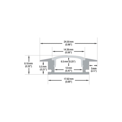 Low Profile Recessed Linear LED Channel 2M - VBD-CH-RS5-2