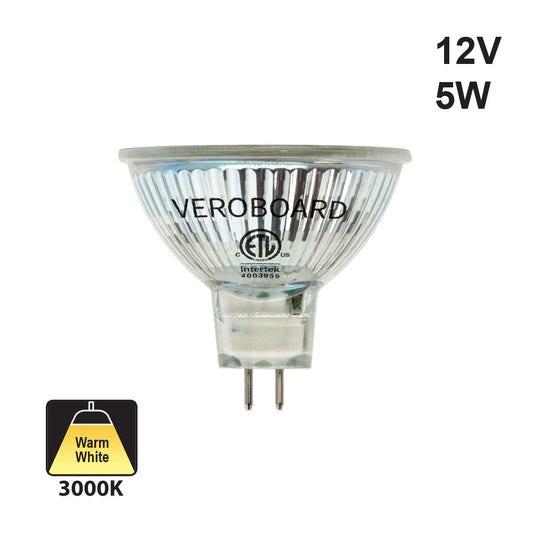 MR16 Bulb Glass type 12V 5W  3000K(Warm White)
