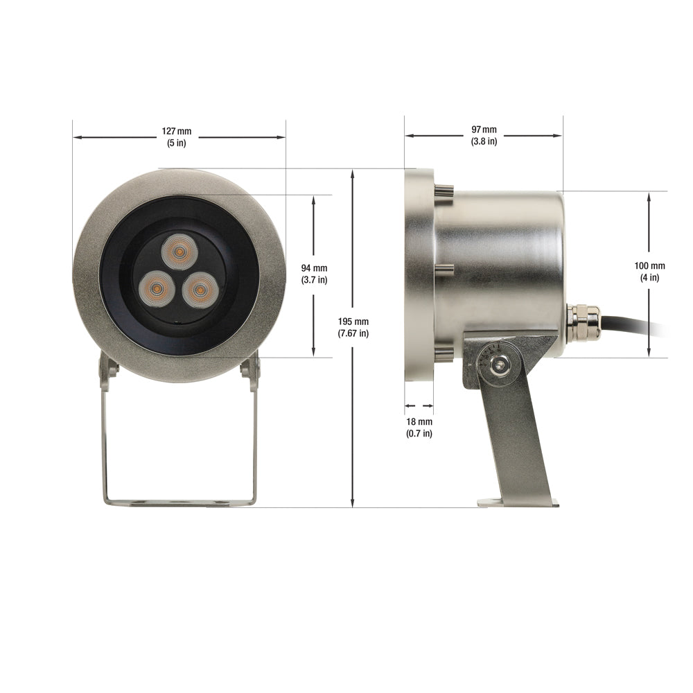 Underwater LED Spot Light 24V 21.5W 3000K, VBD-SUB-B-17-24V-3K