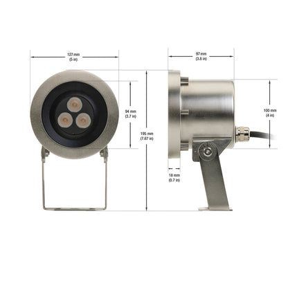 Underwater LED Spot Light 24V 21.5W 3000K, VBD-SUB-B-17-24V-3K