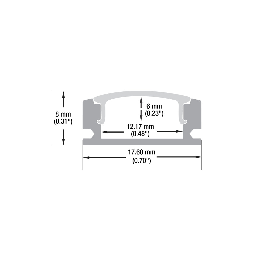 Low Profile Linear Aluminum LED Channel for LED Strips 2Meters(6.5ft) VBD-CH-S55-2