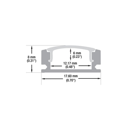Low Profile Linear Aluminum LED Channel for LED Strips 2Meters(6.5ft) VBD-CH-S55-2