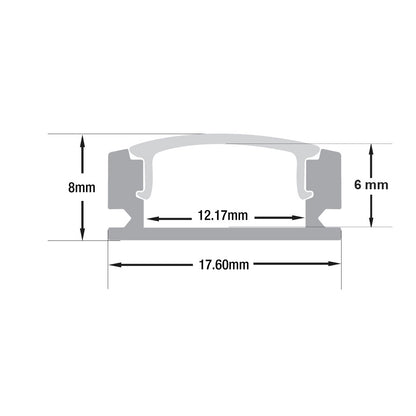 Low Profile Linear Aluminum LED Channel for LED Strips 2Meters(6.5ft) VBD-CH-S55-2