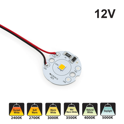 Single SMD Module 5W 12V With 6 inch Wire CCT(2.4K, 2.7K, 3K, 3.5K, 4K, 5K), gekpower