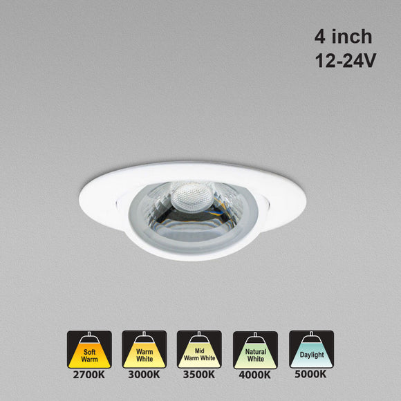 4 inch Round Recessed Gimbal Downlight/ Ceiling Lights AD-LED-4-S12W-1224V-5CCTWH-EY, (5CCT) 12-24V 12W, gekpower