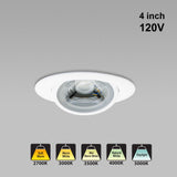 4 inch Round Gimbal Recessed LED Downlight / Ceiling Light AD-LED-4-S12W-5CCTWH-EY, (5CCT) 120V 12W, gekpower