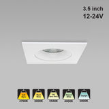 3.5 inch Regressed Square Gimbal Downlight/ Ceiling Lights AD-35S12W-1224V-5CCTWH-REY-SQ, (5CCT) 12-24V 12W, gekpower