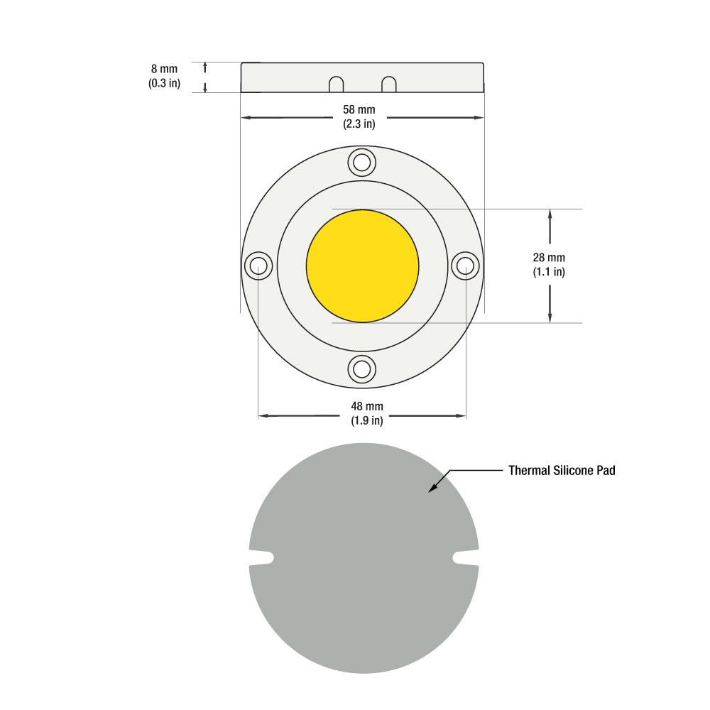 CDAC-080-5028-120-2700K COB Paragon LED Module with HT5828 LED Holder, 120V 10W 2700K(Soft White)