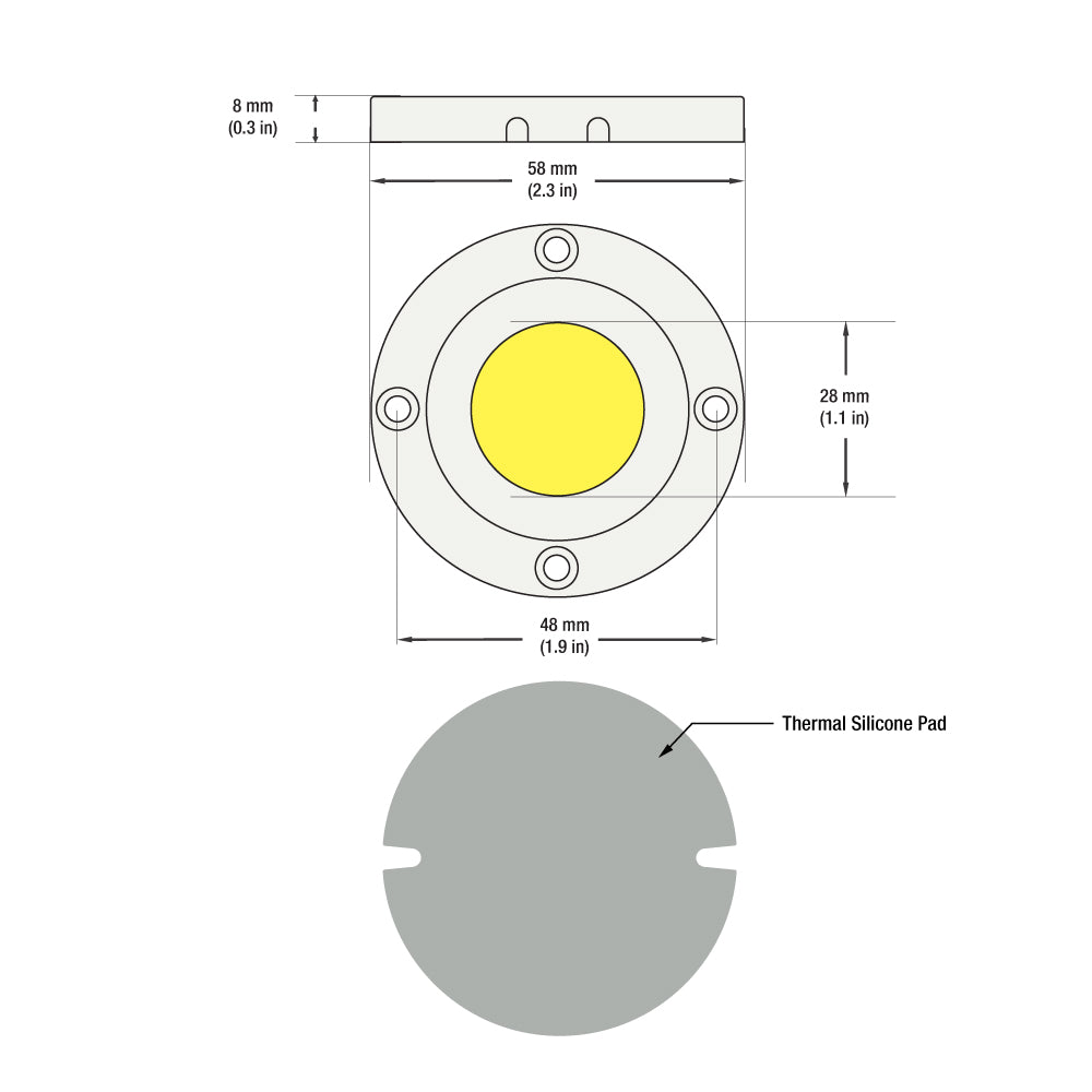 CDAC-080-05028-120-5000K COB Paragon LED Module with HT5828 LED Holder, 120V 10W 5000K(Daylight)