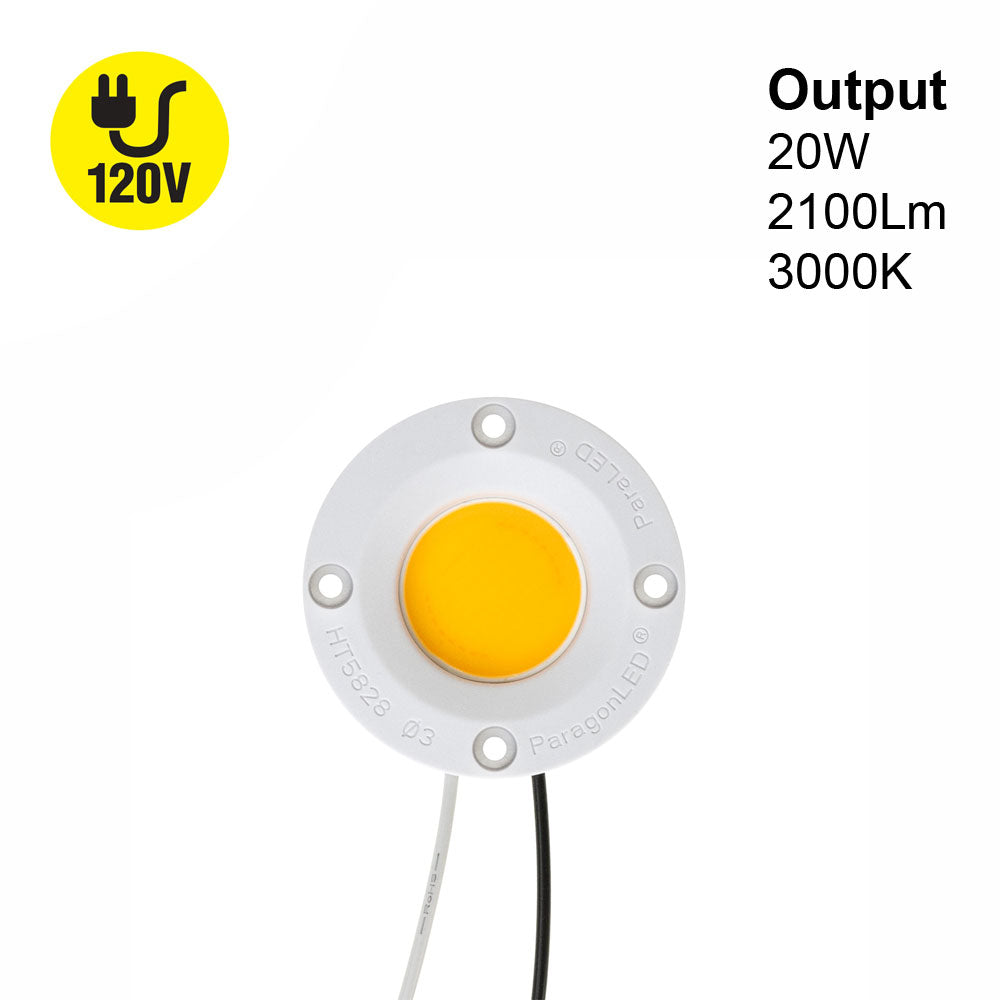 CDAC-080-05028-120-3000K COB Paragon LED Module with HT5828 LED Holder, 120V 20W 3000K - gekpower