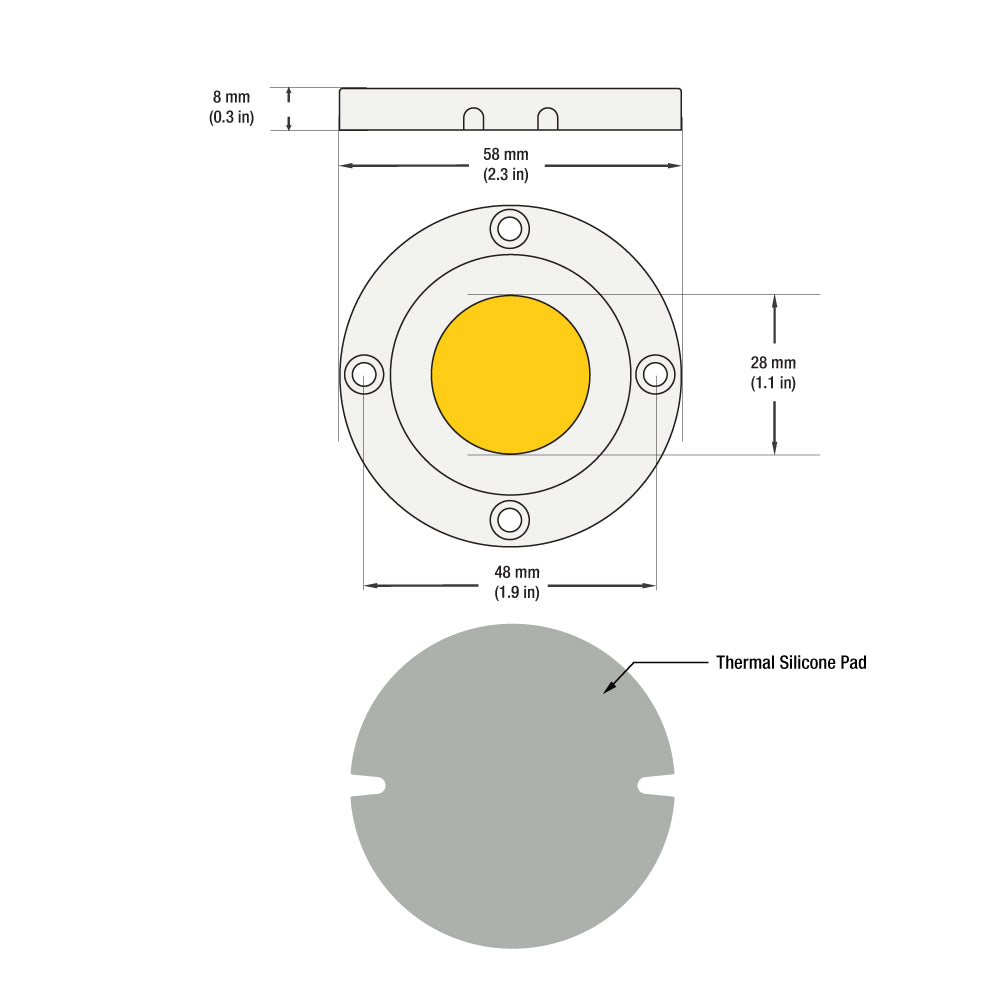 CDAC-136-5028-347-2700K COB Paragon LED Module with HT5828 LED Holder, 347V 10W 2700K(Soft White)