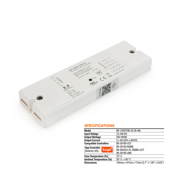Constant Voltage LED Light Receiver SR-1009TYWI-5C (R-4A), 12-24V 5x4A 24V - gekpower