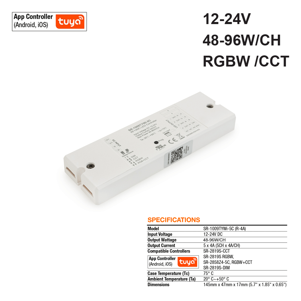 Constant Voltage LED Light Receiver SR-1009TYWI-5C (R-4A), 12-24V 5x4A 24V - gekpower