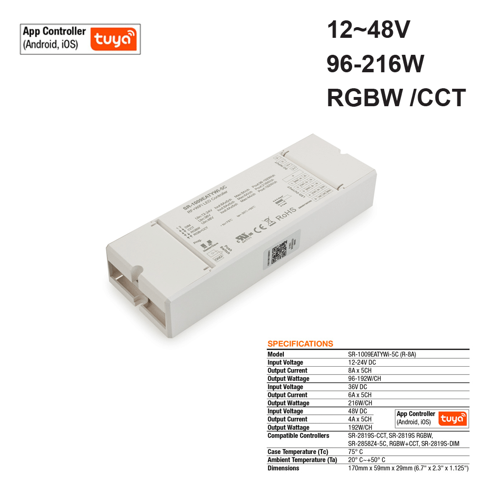 Constant Voltage LED Light Receiver SR-1009EATYWI-5C (R-8A), 12-48V 96-216W/ch - gekpower