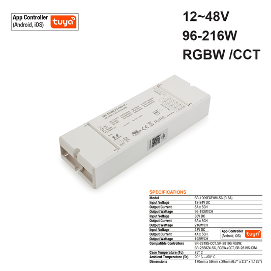 Constant Voltage LED Light Receiver SR-1009EATYWI-5C (R-8A), 12-48V 96-216W/ch - gekpower