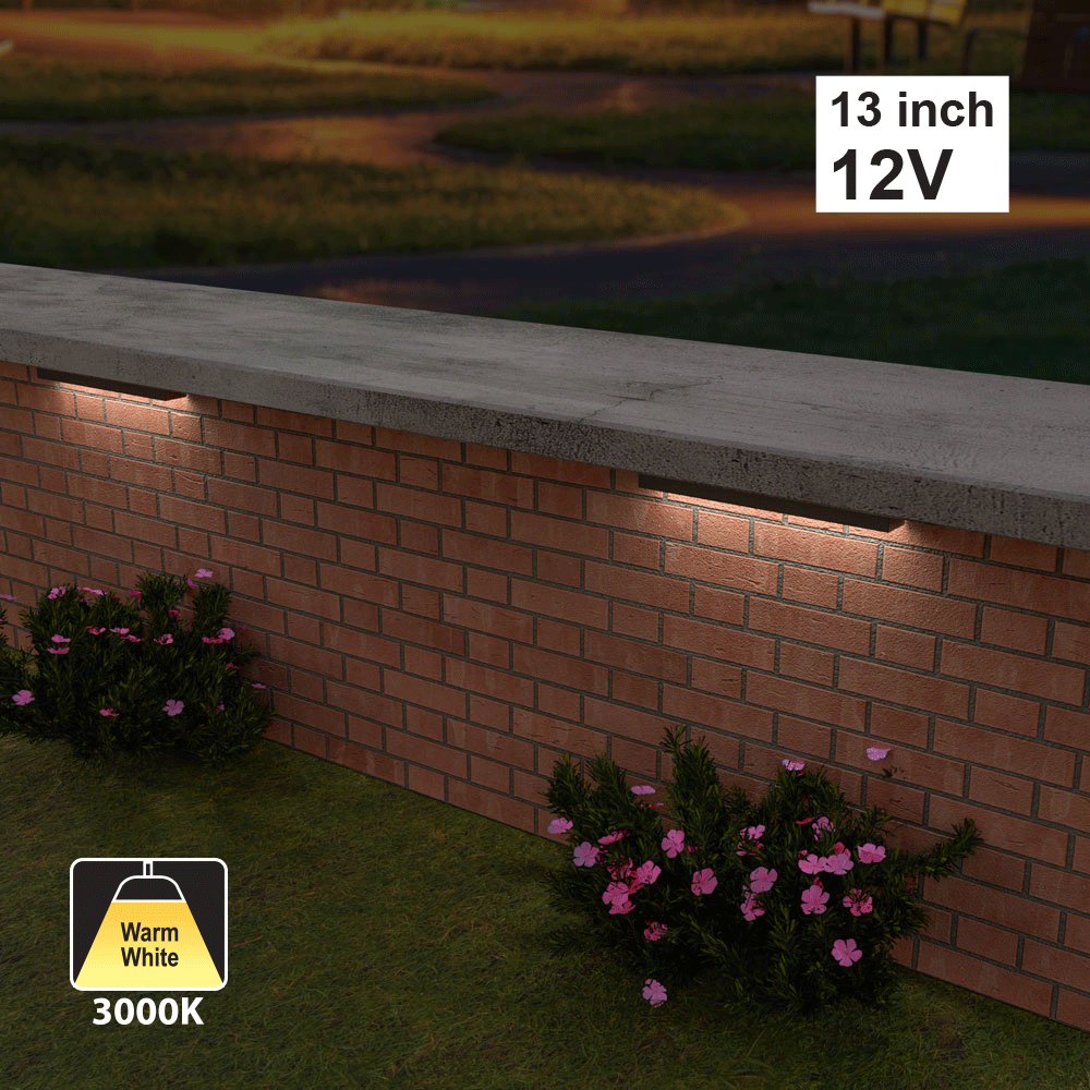 13 inch Hardscape Retaining Wall Light, 12V 3W 3000K(Warm White), Gekpower