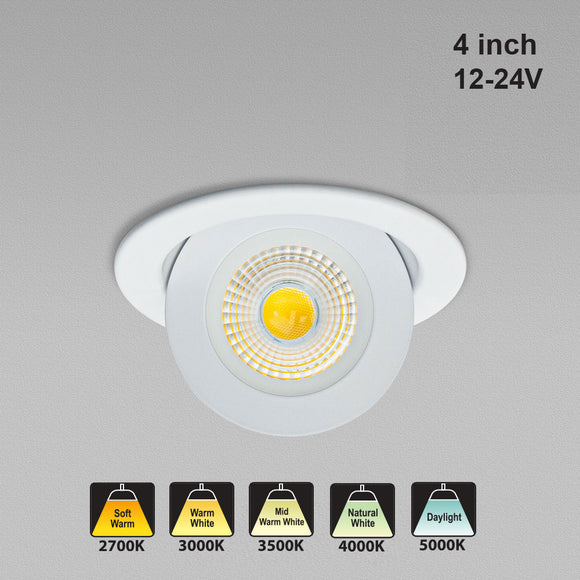 4 inch Floating Gimbal Recessed LED Downlight / Ceiling Light LED-4-S9W-1224V-5CCTWH-EFG, 12-24V 9W 5CCT