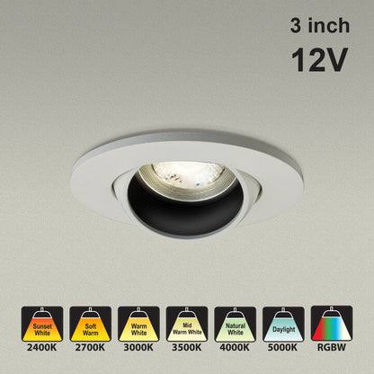 VBD-MTR-81W Low Voltage IC Rated Recessed LED Light Fixture, 3 inch Round White - gekpower