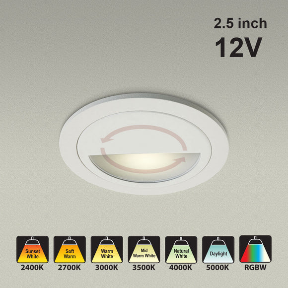 VBD-MTR-82W Low Voltage IC Rated Recessed LED Light Fixture, 2.5 inch Round White - gekpower