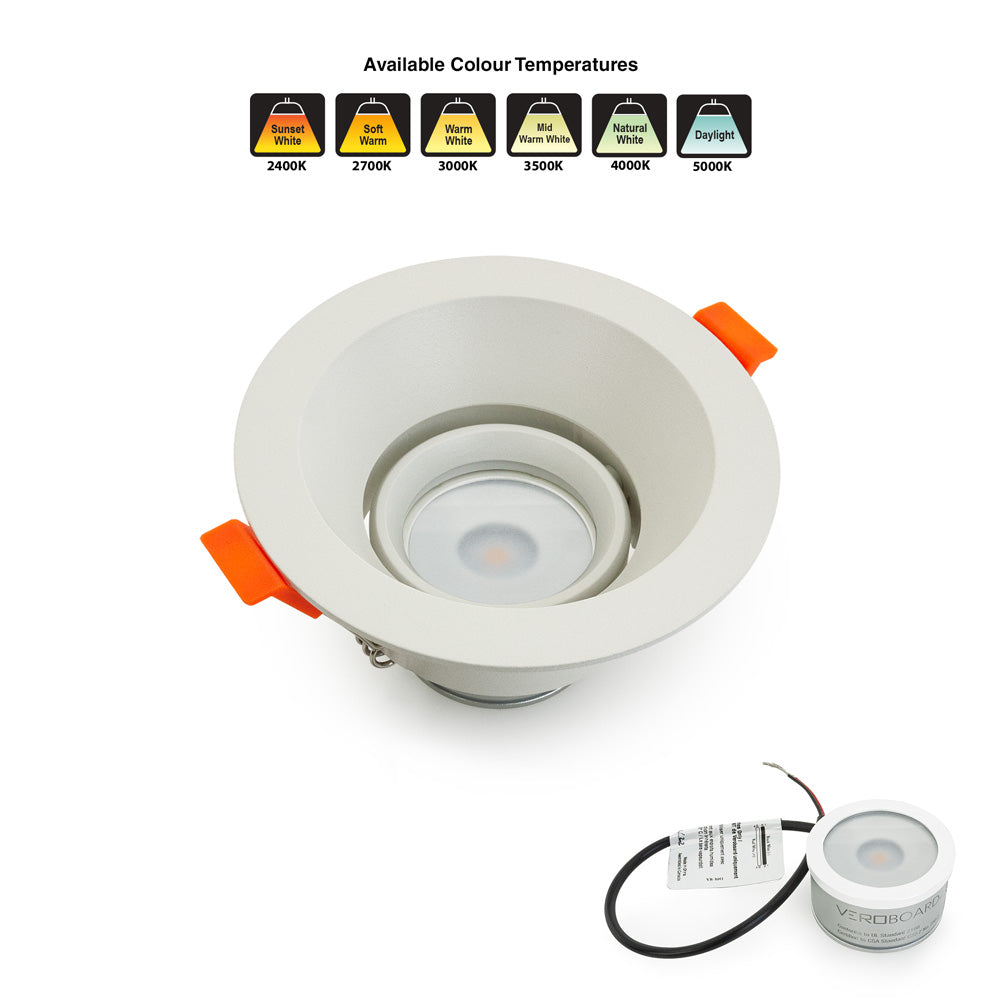 VBD-MTR-84W Low Voltage IC Rated Recessed LED Light Fixture, 3.25 inch Round White - gekpower