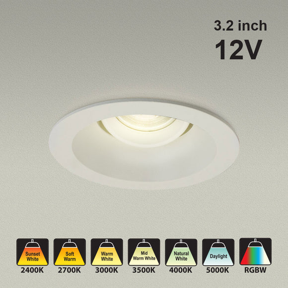 VBD-MTR-84W Low Voltage IC Rated Recessed LED Light Fixture, 3.25 inch Round White - gekpower