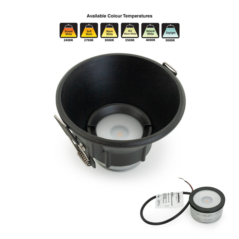 VBD-MTR-86B Low Voltage IC Rated Recessed LED Light Fixture, 3.5 inch Round Black - gekpower