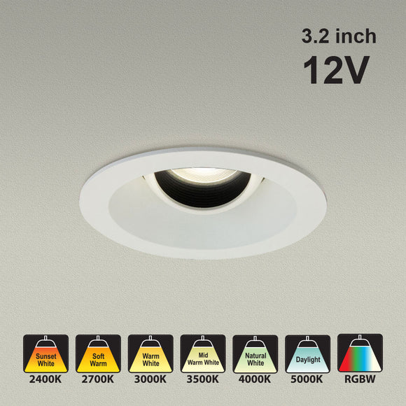 VBD-MTR-88W Low Voltage IC Rated Recessed LED Light Fixture, 3.25 inch Round White - gekpower