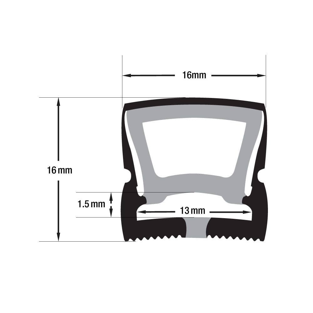 Black Silicon Flexible LED Neon channel VBD-N1616-SF-B, 1m (3.2ft), gekpower