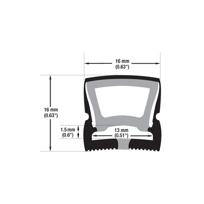 Black Silicone Flexible LED Neon channel VBD-N1616-SF-B, per foot(30.5cm) SURFACE Mount