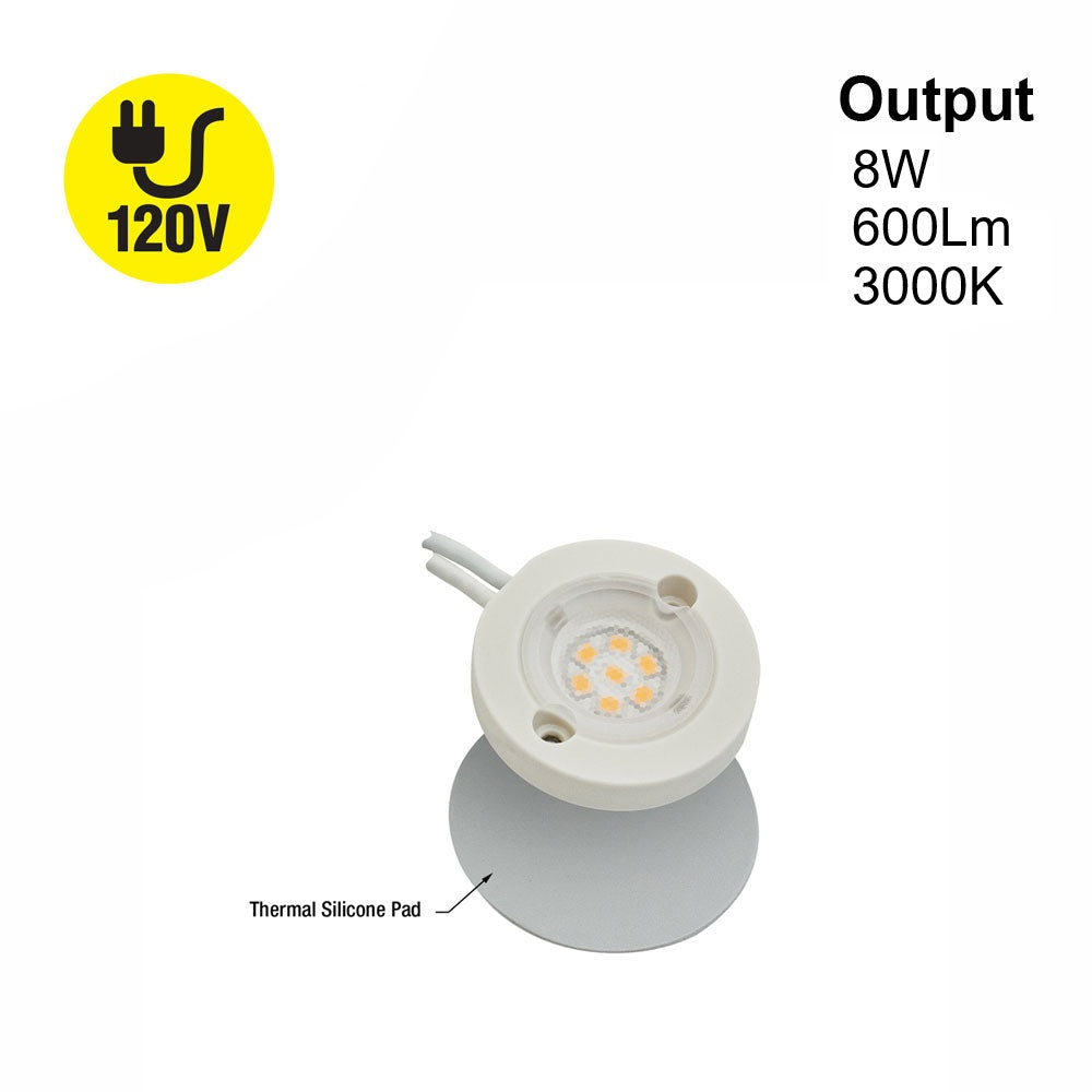 1.5-Inch Round Disc LED Module 120V 8W 3000K Warm White, P01-600-930-120-S1-18S300