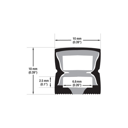 Black Silicone Flexible LED Neon channel VBD-N1010-SF-B, per foot(30.5cm) SURFACE Mount