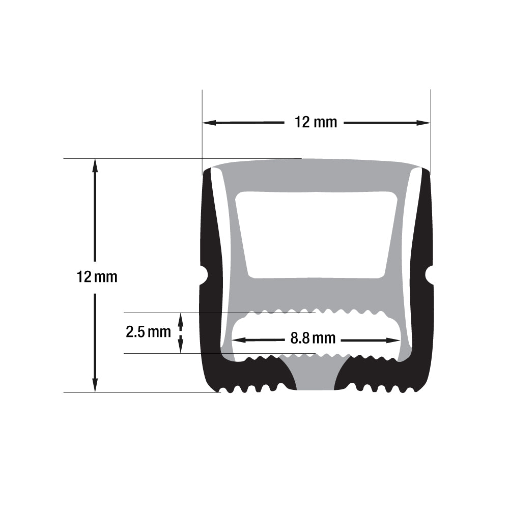 Black Silicon Flexible LED Neon channel VBD-N1212-SF-B, 1m (3.2ft) - gekpower