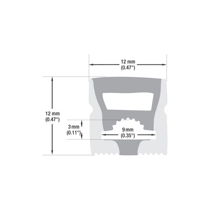 White Silicone Flexible LED Neon channel VBD-N1212-SF-W, per foot(30.5cm) SURFACE Mount