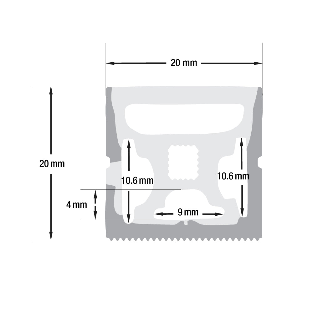 White Silicon Flexible LED Neon channel VBD-N2020-SFD-W, 1m (3.2ft) - gekpower