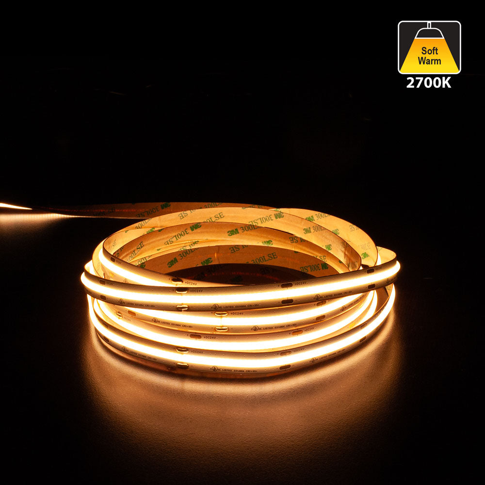 5M(16.4ft) Indoor LED Strip COB480W4.5, 24V 4.5(w/ft) 363(Lm/ft) 480(LEDs/m) CCT(3K, 4K) - gekpower