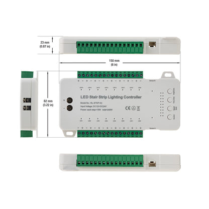 RL-STEP-02, 16 Steps LED Stair Strip Lighting Controller with Dual PIR Motion Sensor, gekpower